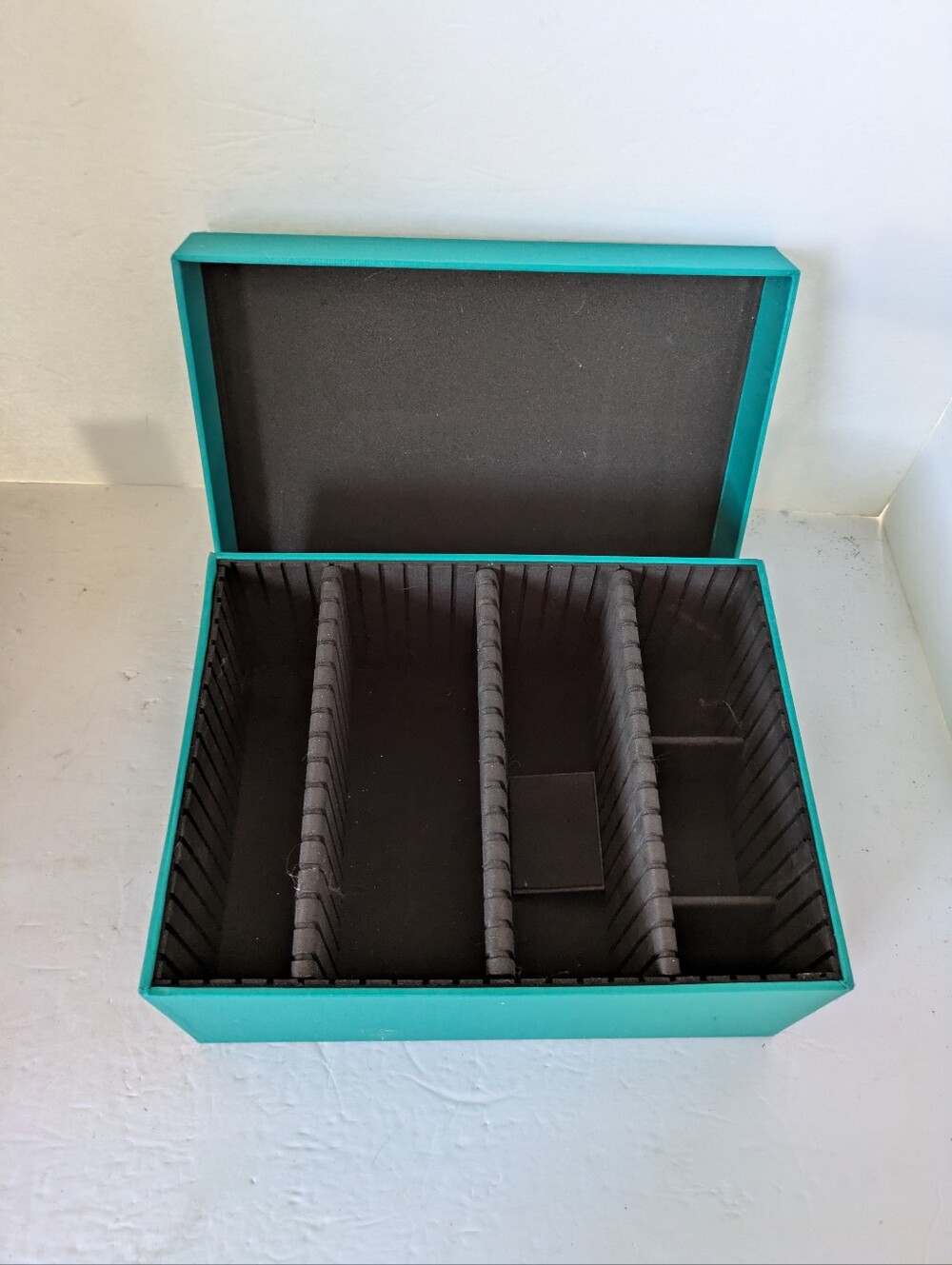 Storage Box Teal Home Organization Box Adjustable Inside Dividers